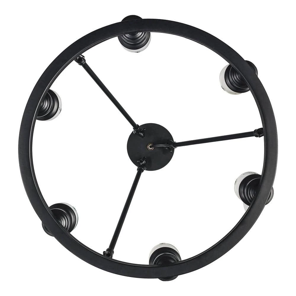 Underwood 6-Light Rubbed Oil Bronze Wagon Wheel Hanging Kitchen Pendant Light by Bel Air Lighting 7 Underwood 6-Light Rubbed Oil Bronze Wagon Wheel Hanging Kitchen Pendant Light by Bel Air Lighting - Image 5