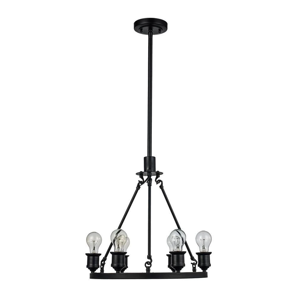 Underwood 6-Light Rubbed Oil Bronze Wagon Wheel Hanging Kitchen Pendant Light by Bel Air Lighting 8 Underwood 6-Light Rubbed Oil Bronze Wagon Wheel Hanging Kitchen Pendant Light by Bel Air Lighting - Image 6