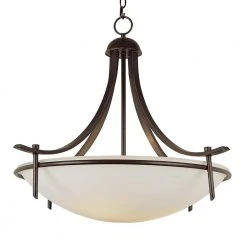 Vitalian 4-Light Oil Rubbed Bronze Hanging Kitchen Pendant Light with Frosted Glass Shade by Bel Air Lighting
