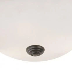 Bowers 15 in. 3-Light Oil Rubbed Bronze Flush Mount Kitchen Ceiling Light Fixture with Frosted Glass Shade by Bel Air Lighting -GlowNest Shop rubbed oil bronze bel air lighting flush mount lights 13719 rob 4f 1000