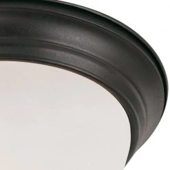Bowers 15 in. 3-Light Oil Rubbed Bronze Flush Mount Kitchen Ceiling Light Fixture with Frosted Glass Shade by Bel Air Lighting -GlowNest Shop rubbed oil bronze bel air lighting flush mount lights 13719 rob c3 1000