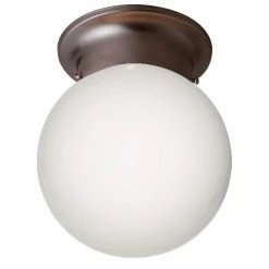 Dash 6 in. 1-Light Oil Rubbed Bronze Flush Mount Kitchen Ceiling Light Fixture with Opal Glass by Bel Air Lighting