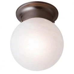 Dash 6 in. 1-Light Oil Rubbed Bronze Flush Mount Kitchen Ceiling Light Fixture with Marbleized Glass by Bel Air Lighting