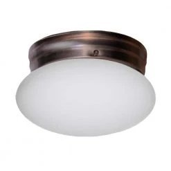 Dash 8 in. 1-Light Oil Rubbed Bronze Flush Mount Kitchen Ceiling Light Fixture with Opal Glass by Bel Air Lighting