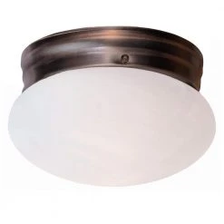 Dash 8 in. 1-Light Oil Rubbed Bronze Flush Mount Kitchen Ceiling Light Fixture with Marbleized Glass by Bel Air Lighting
