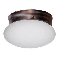 Dash 10 in. 2-Light Oil Rubbed Bronze Flush Mount Kitchen Ceiling Light Fixture with Opal Glass by Bel Air Lighting