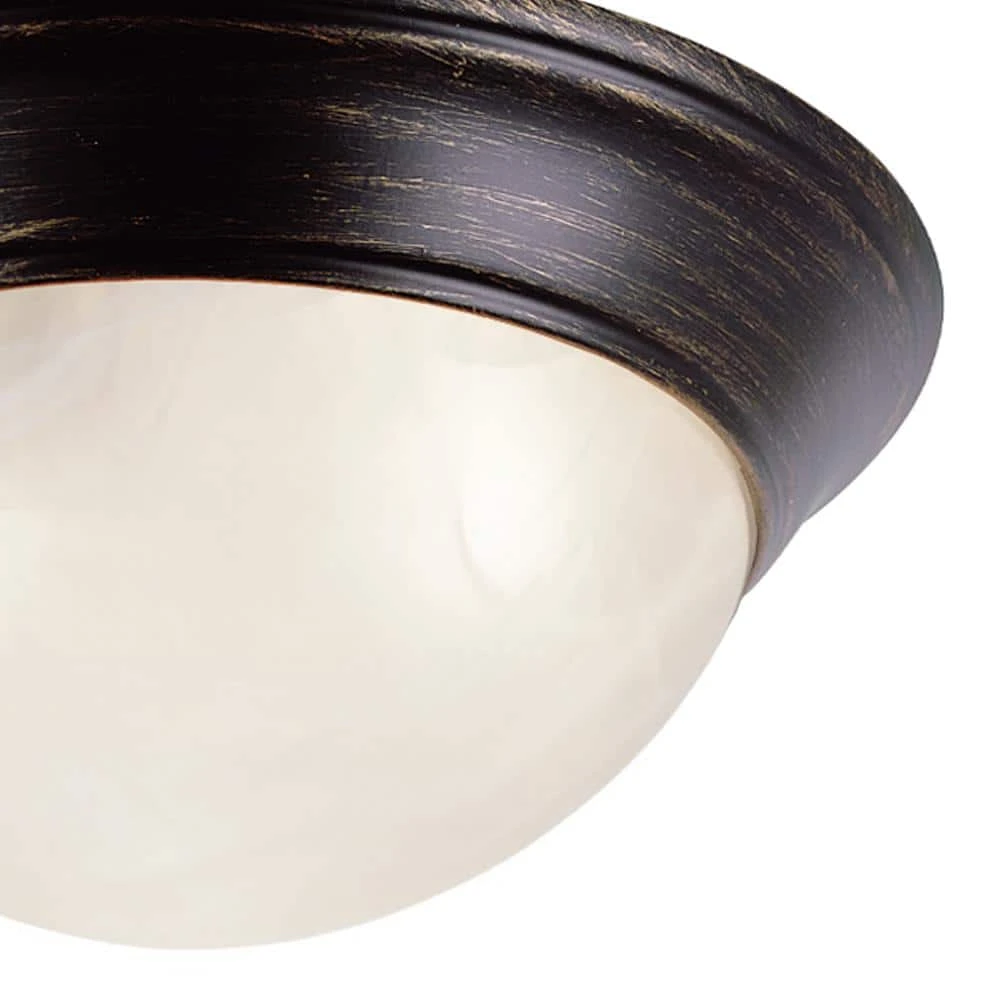 Athena 16 in. 3-Light Oil Rubbed Bronze Flush Mount Kitchen Ceiling Light Fixture with Marbleized Glass Shade by Bel Air Lighting 5 Athena 16 in. 3-Light Oil Rubbed Bronze Flush Mount Kitchen Ceiling Light Fixture with Marbleized Glass Shade by Bel Air Lighting - Image 3