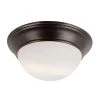 Bolton 12 in. 2-Light Oil Rubbed Bronze Flush Mount Kitchen Ceiling Light Fixture with Frosted Glass Shade by Bel Air Lighting