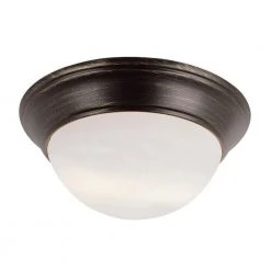 Bolton 12 in. 2-Light Oil Rubbed Bronze Flush Mount Kitchen Ceiling Light Fixture with Frosted Glass Shade by Bel Air Lighting