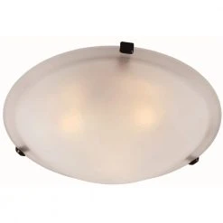 12 in. 2-Light Oil Rubbed Bronze Flush Mount Kitchen Ceiling Light Fixture with Marbleized Glass Shade by Bel Air Lighting