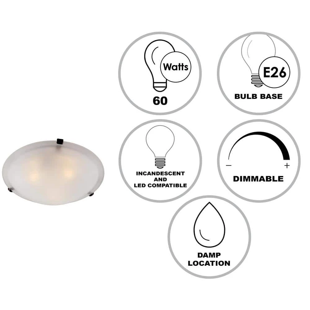 Cullen 12 in. 2-Light Oil Rubbed Bronze Flush Mount Kitchen Ceiling Light Fixture with Frosted Glass Shade by Bel Air Lighting 4 Cullen 12 in. 2-Light Oil Rubbed Bronze Flush Mount Kitchen Ceiling Light Fixture with Frosted Glass Shade by Bel Air Lighting - Image 2