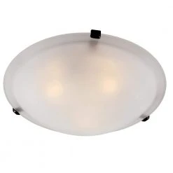 Cullen 12 in. 2-Light Oil Rubbed Bronze Flush Mount Kitchen Ceiling Light Fixture with Frosted Glass Shade by Bel Air Lighting