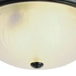 Del Mar 13 in. 2-Light Oil Rubbed Bronze Flush Mount Kitchen Ceiling Light Fixture with Frosted Leaf Pattern Glass Shade by Bel Air Lighting -GlowNest Shop rubbed oil bronze bel air lighting flush mount lights 58801 rob 4f 1000