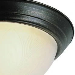 Del Mar 13 in. 2-Light Oil Rubbed Bronze Flush Mount Kitchen Ceiling Light Fixture with Frosted Leaf Pattern Glass Shade by Bel Air Lighting -GlowNest Shop rubbed oil bronze bel air lighting flush mount lights 58801 rob c3 1000