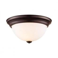 Mod Pod 11.5 in. 1-Light Oil Rubbed Bronze Flush Mount Kitchen Ceiling Light Fixture with Frosted Glass by Bel Air Lighting