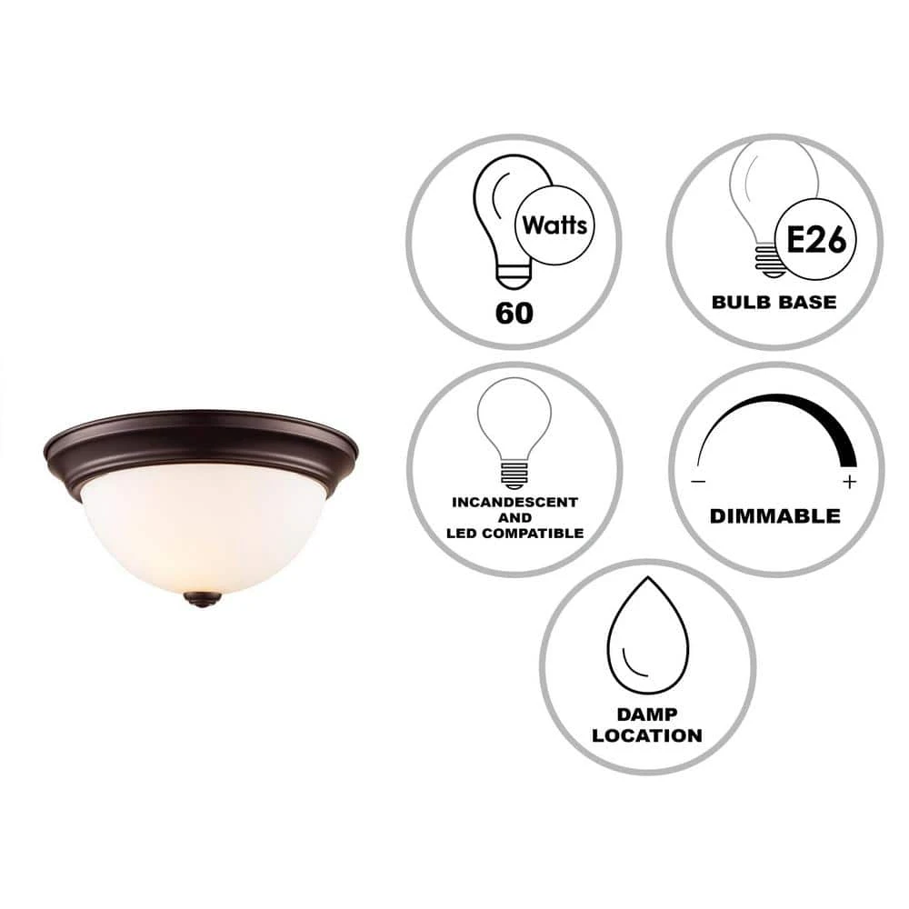 Mod Pod 11.5 in. 1-Light Oil Rubbed Bronze Flush Mount Kitchen Ceiling Light Fixture with Frosted Glass by Bel Air Lighting 4 Mod Pod 11.5 in. 1-Light Oil Rubbed Bronze Flush Mount Kitchen Ceiling Light Fixture with Frosted Glass by Bel Air Lighting - Image 2