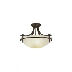 Vitalian 21 in. 3-Light Oil Rubbed Bronze Semi Flush Mount Kitchen Ceiling Light Fixture with Frosted Glass Shade by Bel Air Lighting