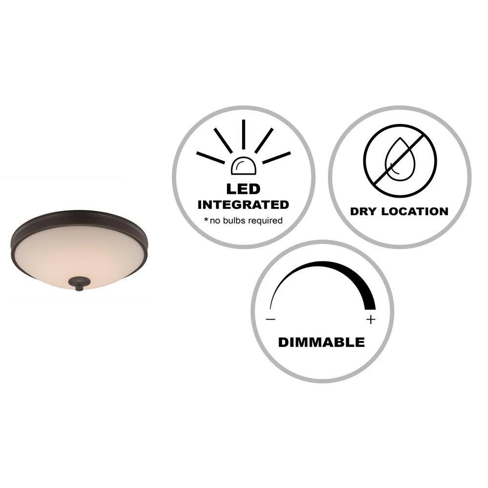 13 in. 19-Watt Equivalent Oil Rubbed Bronze Integrated LED Flush Mount Kitchen Ceiling Light Fixture by Bel Air Lighting 4 13 in. 19-Watt Equivalent Oil Rubbed Bronze Integrated LED Flush Mount Kitchen Ceiling Light Fixture by Bel Air Lighting - Image 2