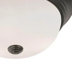 Browns 15 in. 3-Light Oiled Bronze CFL Flush Mount Kitchen Ceiling Light Fixture with White Marbleized Glass Shade by Bel Air Lighting -GlowNest Shop rubbed oil bronze bel air lighting flush mount lights pl 13719 rob 4f 1000