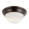 Bolton 12 in. 1-Light Oil Rubbed Bronze CFL Flush Mount Kitchen Ceiling Light Fixture with Frosted Glass Shade by Bel Air Lighting