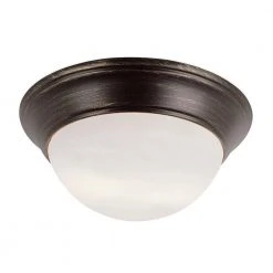 Bolton 12 in. 1-Light Oil Rubbed Bronze CFL Flush Mount Kitchen Ceiling Light Fixture with Frosted Glass Shade by Bel Air Lighting