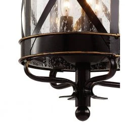 Chandler 4-Light Oiled Bronze Hanging Outdoor Pendant Light with Seeded Glass by Bel Air Lighting -GlowNest Shop rubbed oil bronze bel air lighting outdoor pendant lights 5126 rob 4f 1000