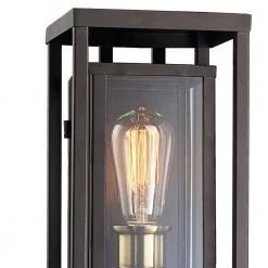 Showcase 13 in. 1-Light Rubbed Oil Bronze and Antique Brass Outdoor Wall Light Sconce Lantern with Clear Glass by Bel Air Lighting -GlowNest Shop rubbed oil bronze bel air lighting outdoor sconces 50221 rob 4f 1000