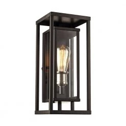 Showcase 13 in. 1-Light Rubbed Oil Bronze and Antique Brass Outdoor Wall Light Sconce Lantern with Clear Glass by Bel Air Lighting -GlowNest Shop rubbed oil bronze bel air lighting outdoor sconces 50221 rob c3 1000