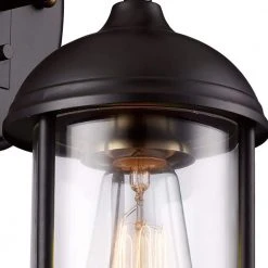 Blues 13.5 in. 1-Light Oil Rubbed Bronze and Antique Gold Outdoor Wall Light Sconce Lantern by Bel Air Lighting -GlowNest Shop rubbed oil bronze bel air lighting outdoor sconces 50230 rob 4f 1000