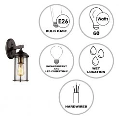 Blues 15.5 in. 1-Light Oil Rubbed Bronze and Antique Gold Outdoor Wall Light Sconce Lantern by Bel Air Lighting -GlowNest Shop rubbed oil bronze bel air lighting outdoor sconces 50231 rob 40 1000