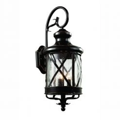 Chandler 4-Light Oil Rubbed Bronze Outdoor Wall Light Sconce Lantern with Seeded Glass by Bel Air Lighting