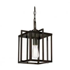 Eastwood II 10 in. 1-Light Oil Rubbed Bronze Hanging Mini Kitchen Pendant Light with Clear Glass Shade by Bel Air Lighting
