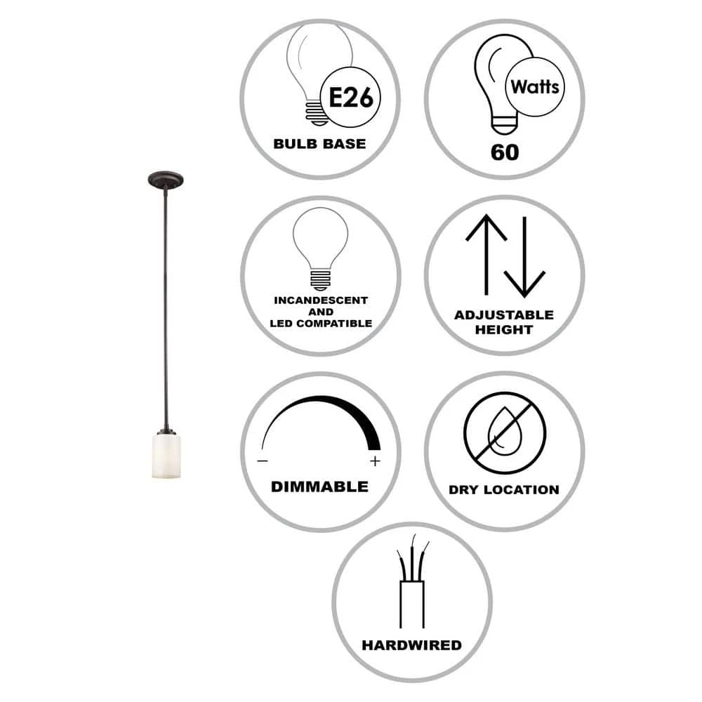 Mod Pod 1-Light Oil Rubbed Bronze Hanging Mini Kitchen Pendant Light with Frosted Glass Cylinder Shade by Bel Air Lighting 5 Mod Pod 1-Light Oil Rubbed Bronze Hanging Mini Kitchen Pendant Light with Frosted Glass Cylinder Shade by Bel Air Lighting - Image 3