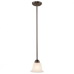 Aspen 1-Light Oil Rubbed Bronze Hanging Mini Kitchen Pendant Light with Marbleized Glass Shade by Bel Air Lighting