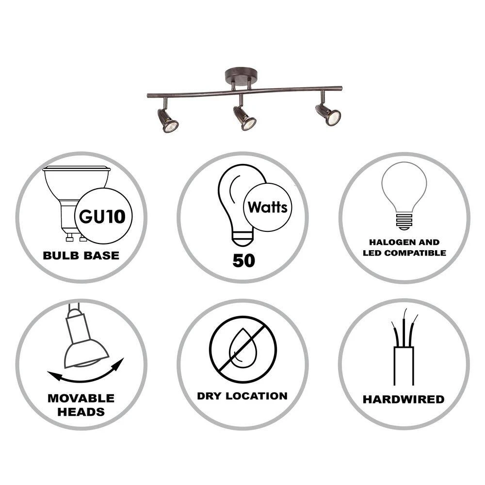 Stingray 2 ft. 3-Light Rubbed Oil Bronze Fixed Track Lighting Kit by Bel Air Lighting 4 Stingray 2 ft. 3-Light Rubbed Oil Bronze Fixed Track Lighting Kit by Bel Air Lighting - Image 2