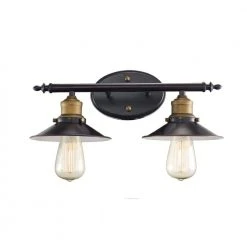 Griswald 2-Light Oil Rubbed Bronze Bathroom Vanity Light Fixture with Metal Shades by Bel Air Lighting