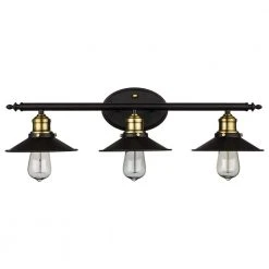 Griswald 3-Light Oil Rubbed Bronze Bathroom Vanity Light Fixture with Metal Shades by Bel Air Lighting
