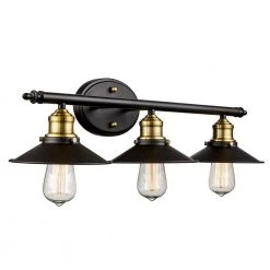 Griswald 3-Light Oil Rubbed Bronze Bathroom Vanity Light Fixture with Metal Shades by Bel Air Lighting -GlowNest Shop rubbed oil bronze bel air lighting vanity lighting 20513 rob c3 1000
