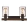Siesta 15 in. 2-Light Oil Rubbed Bronze and Faux Wood Bathroom Vanity Light Fixture with Seeded Glass by Bel Air Lighting -GlowNest Shop rubbed oil bronze bel air lighting vanity lighting 21842 rob 64 1000