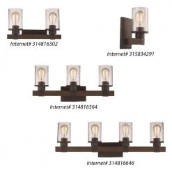Siesta 15 in. 2-Light Oil Rubbed Bronze and Faux Wood Bathroom Vanity Light Fixture with Seeded Glass by Bel Air Lighting -GlowNest Shop rubbed oil bronze bel air lighting vanity lighting 21842 rob a0 1000