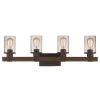 Siesta 32 in. 4-Light Oil Rubbed Bronze and Faux Wood Bathroom Vanity Light Fixture with Seeded Glass by Bel Air Lighting -GlowNest Shop rubbed oil bronze bel air lighting vanity lighting 21844 rob 64 1000