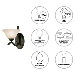 Hollyslope 1-Light Rubbed Oil Bronze Wall Sconce Light Fixture with Marbleized Glass Shade by Bel Air Lighting -GlowNest Shop rubbed oil bronze bel air lighting vanity lighting 2825 rob e1 1000