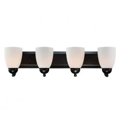 Clayton 4-Light Oil Rubbed Bronze Bathroom Vanity Light Fixture by Bel Air Lighting
