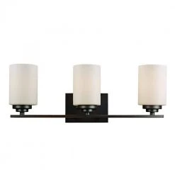 Mod Pod 22 in. 3-Light Oil Rubbed Bronze Bathroom Vanity Light Fixture with Frosted Glass Cylinder Shades by Bel Air Lighting