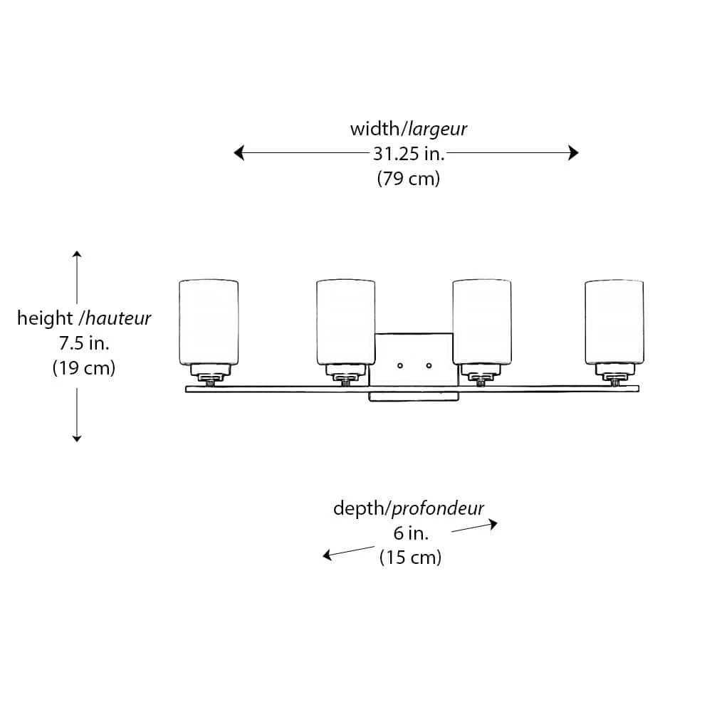 Mod Pod 31.25 in. 4-Light Oil Rubbed Bronze Bathroom Vanity Light Fixture with Frosted Glass Cylinder Shades by Bel Air Lighting 5 Mod Pod 31.25 in. 4-Light Oil Rubbed Bronze Bathroom Vanity Light Fixture with Frosted Glass Cylinder Shades by Bel Air Lighting - Image 3