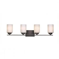 Mod Pod 31.25 in. 4-Light Oil Rubbed Bronze Bathroom Vanity Light Fixture with Frosted Glass Cylinder Shades by Bel Air Lighting