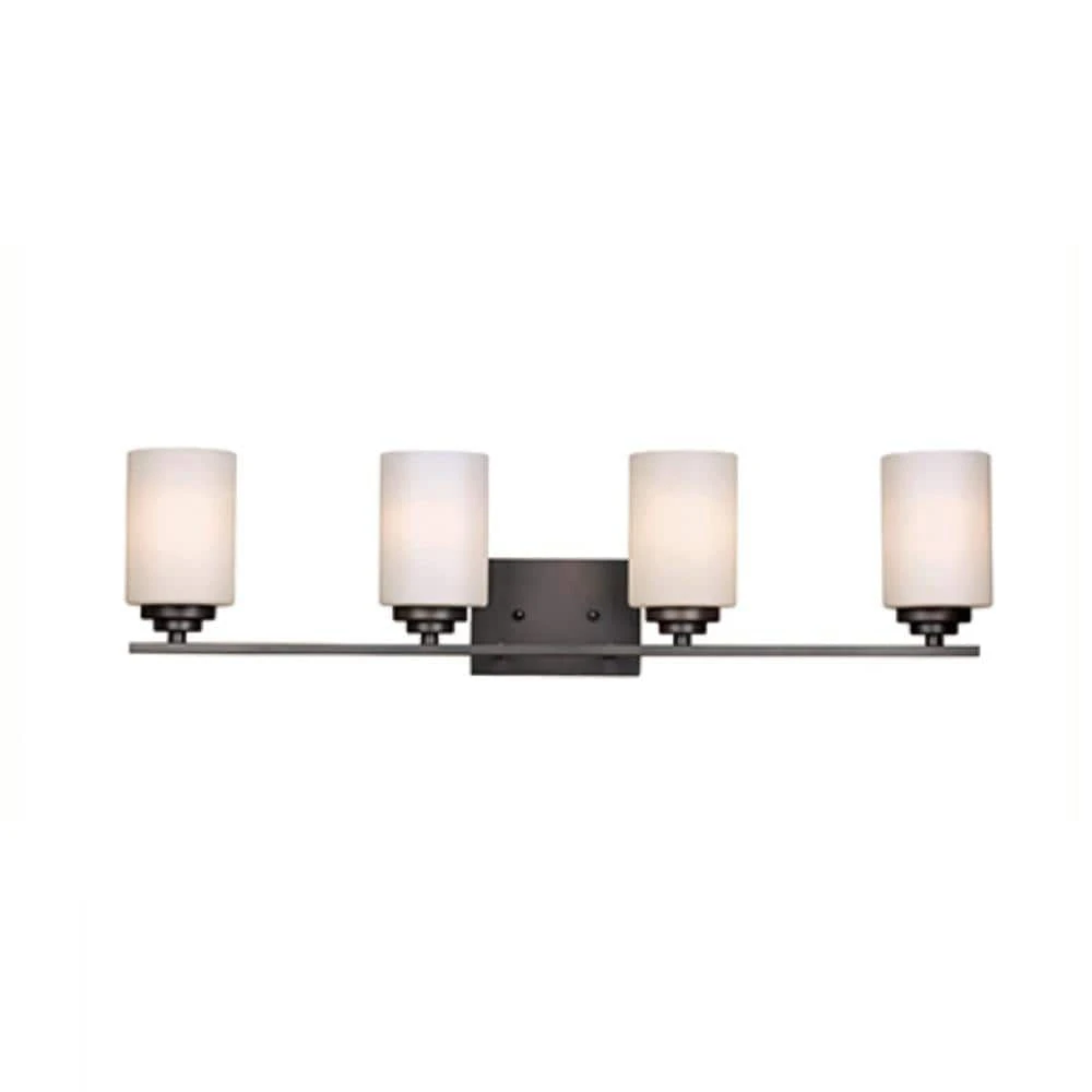 Mod Pod 31.25 in. 4-Light Oil Rubbed Bronze Bathroom Vanity Light Fixture with Frosted Glass Cylinder Shades by Bel Air Lighting 3 Mod Pod 31.25 in. 4-Light Oil Rubbed Bronze Bathroom Vanity Light Fixture with Frosted Glass Cylinder Shades by Bel Air Lighting