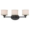 Cahill 3-Light Oil Rubbed Bronze Bathroom Vanity Light Fixture with Frosted Glass Shades by Bel Air Lighting
