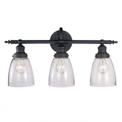 Jennifer 3-Light Oil Rubbed Bronze Bathroom Vanity Light Fixture with Clear Glass Shades by Bel Air Lighting