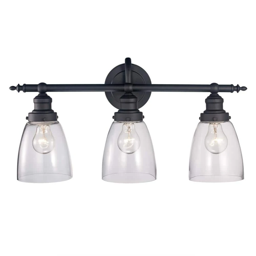 Jennifer 3-Light Oil Rubbed Bronze Bathroom Vanity Light Fixture with Clear Glass Shades by Bel Air Lighting 3 Jennifer 3-Light Oil Rubbed Bronze Bathroom Vanity Light Fixture with Clear Glass Shades by Bel Air Lighting